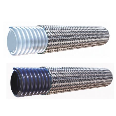 Picture for category OBSOLETE: Heavy Wall Convoluted PTFE Hose with 316 Stainless Steel Braid - SCWV/SCBV