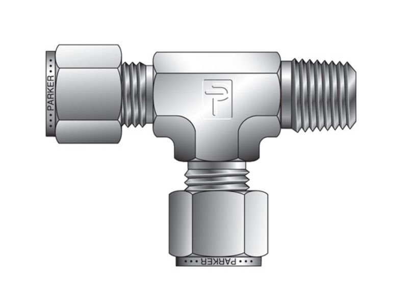 Picture of Parker 14MRT12N-B - A-LOK Inch Tube NPT Male Tee - MRT
