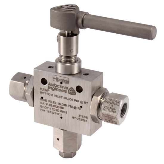 Picture of Parker 3B3S20FC4 - Autoclave 3B (3 Way) Ball Valve Series - 20,000 PSI (1379 bar)