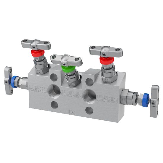Picture of Parker HD6MO5MASBNC - 2, 3 and 5 Valve instrument manifolds, needle pattern, direct mount - H Series