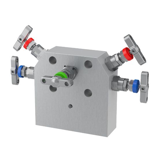 Picture of Parker HD6MO5MCPEXTSB3NC - 2, 3 and 5 Valve instrument manifolds, needle pattern, Coplanar™ Style - H Series