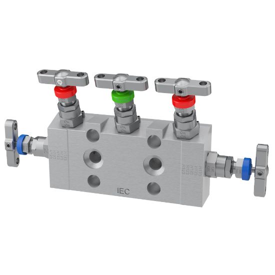 Picture of Parker HD6MO5MFFSB - 2, 3 and 5 Valve instrument manifolds, needle pattern, direct mount - H Series
