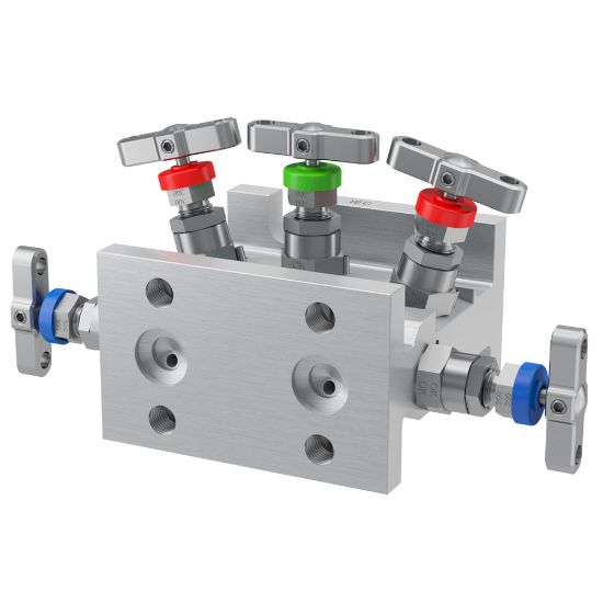 Picture of Parker HEHS5SBPKNC - 2, 3 and 5 Valve instrument manifolds, needle pattern, direct mount - H Series