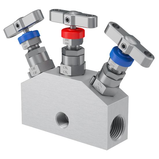 Picture of Parker HL6MO3DBB3PNC - 2, 3 and 5 Valve instrument manifolds, needle pattern, remote mount - H Series