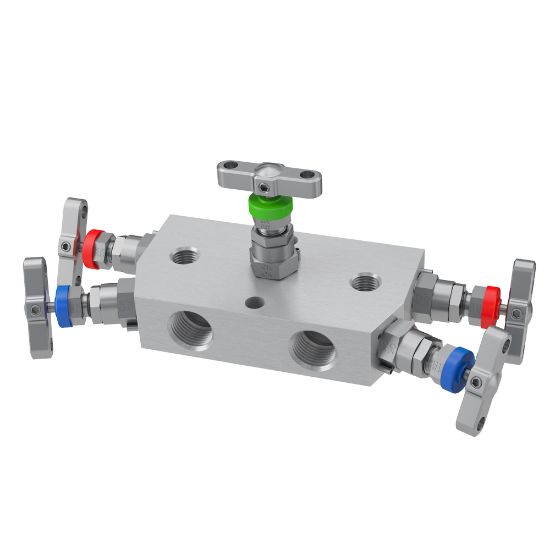 Picture of Parker HL6MO5MNC - 2, 3 and 5 Valve instrument manifolds, needle pattern, remote mount - H Series