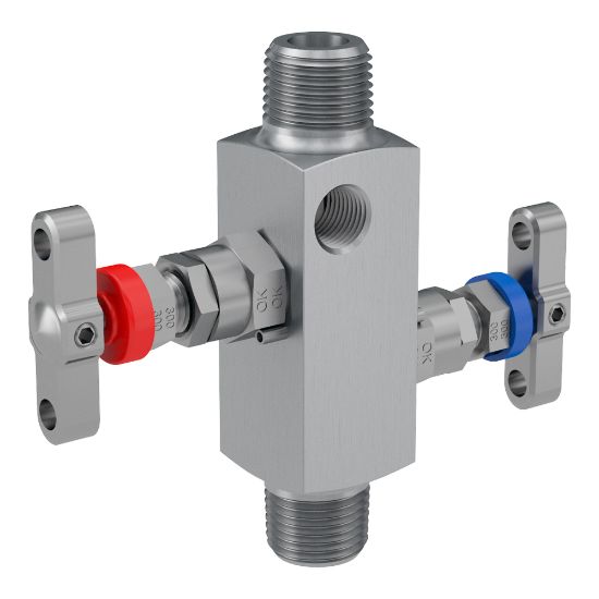 Picture of Parker HNLS2V8M8M4FPK - 2, 3 and 5 Valve instrument manifolds, needle pattern, remote mount - H Series