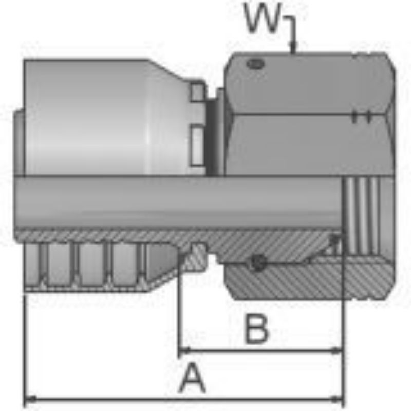 Picture of Parker 1EA43-8-8 - Crimp Style Hydraulic Hose Fitting - 43 Series Fittings
