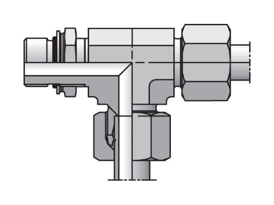 Picture of Parker LEE10LMORCF - EO/EO-2 Tee, Adjustable Run - LEE-OR