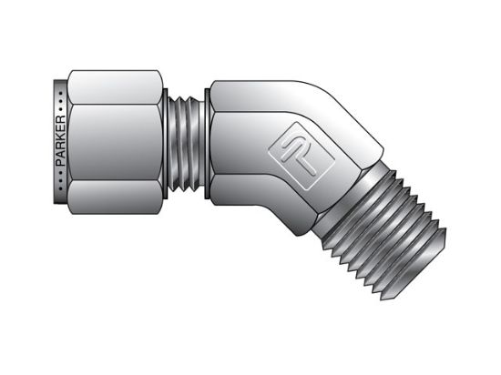 Picture of Parker VBZ 10-1/4-B - CPI Metric Tube NPT Male 45° Elbow - VBZ